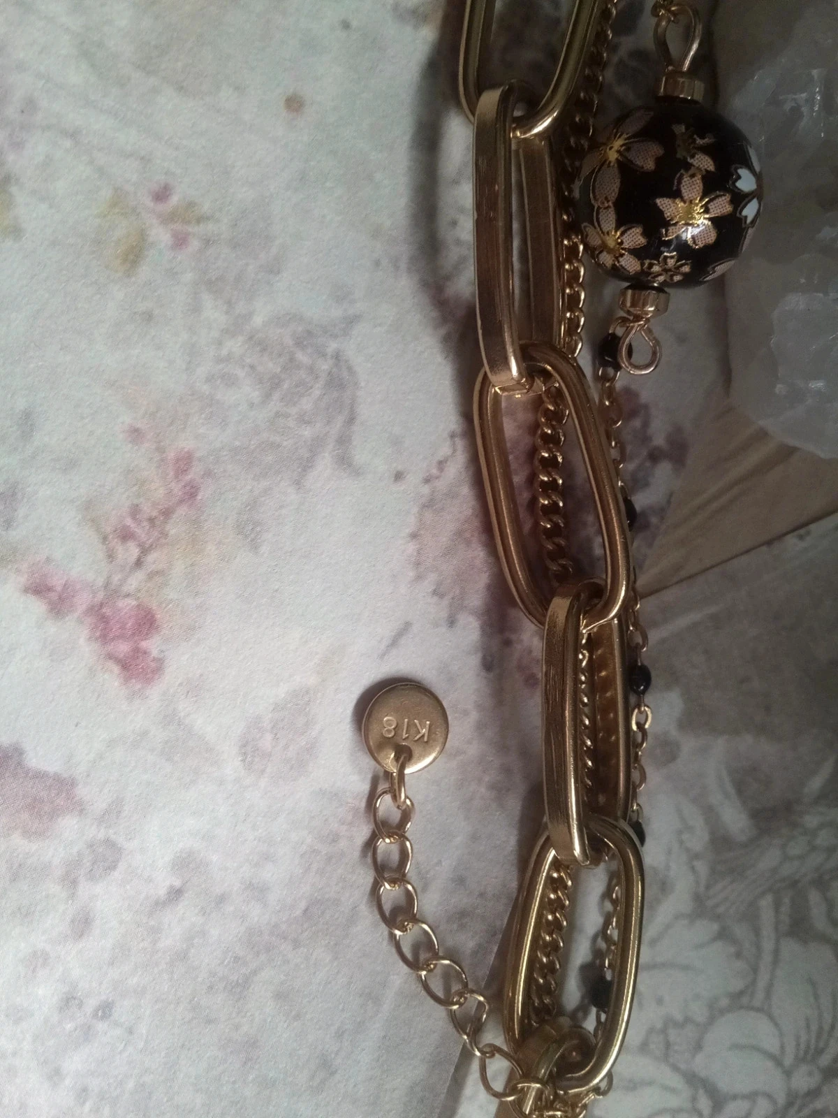 Bracelet triple avec perle noire et or style vase de chine – photo 8